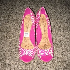 Pink and White summer heels